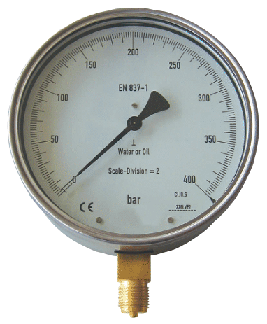 Feinmessmanometer Ø160mm Anschl unten versch Typ. Feinmess Manometer Vakuum 
